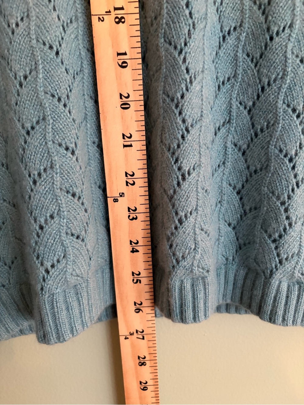 LL Bean Cardigan M Blue Lambswool Angora Cashmere Knit Grandmacore Cottagecore - Picture 16 of 16
